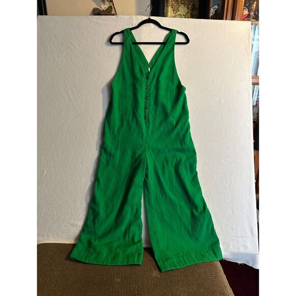 🌿 Free People Green Boho Button Front Blouse - Size Small - Picture 1 of 7